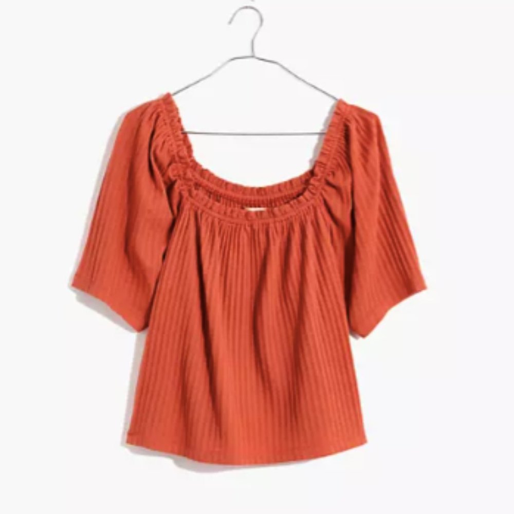 Madewell "Knit Pointelle Peasant Top"